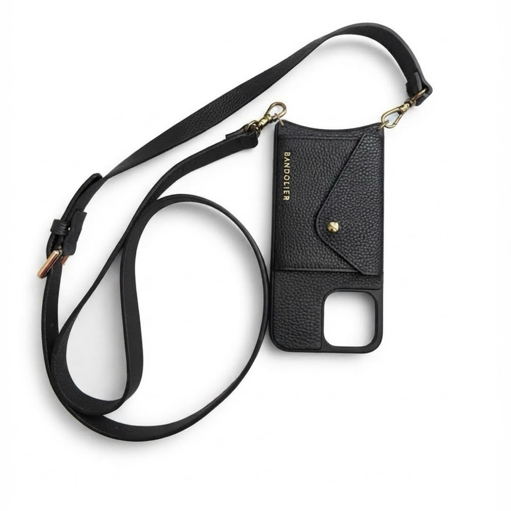 Authentic Bandolier Hailey Crossbody Phone Case - Black & Gold